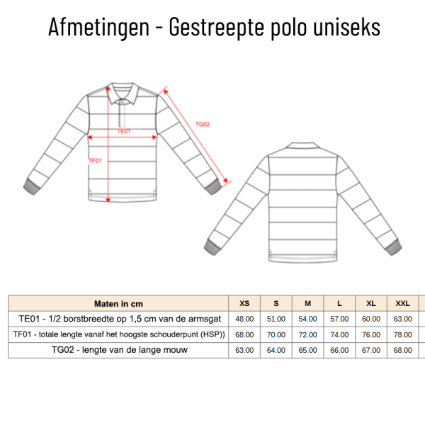 Gestreepte polo uniseks geborduurd