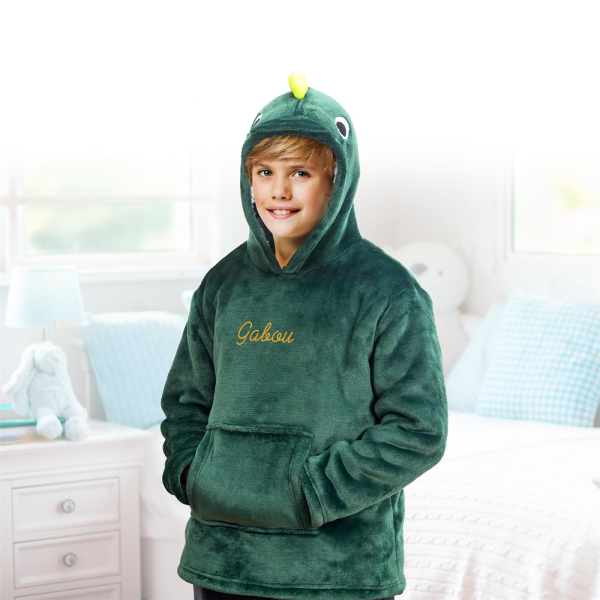 Hoodie deken dinosaurus voor kinderen - voorbeeld