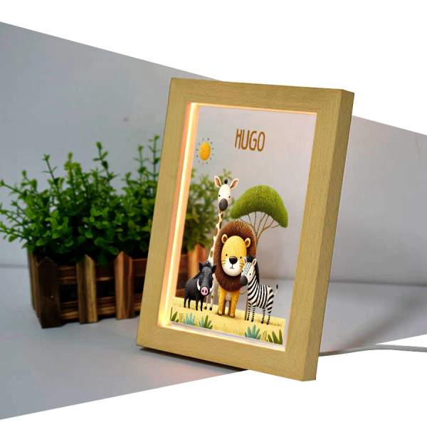 Houten LED-frame met Safari decor