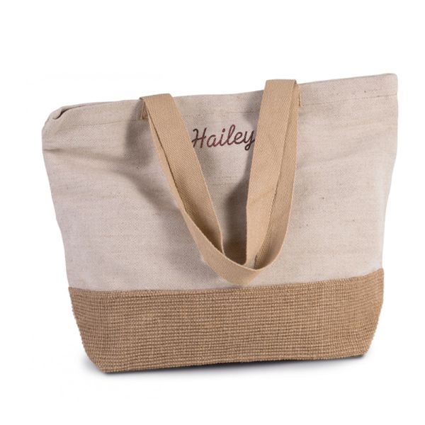 Rustieke katoen en jute shopper