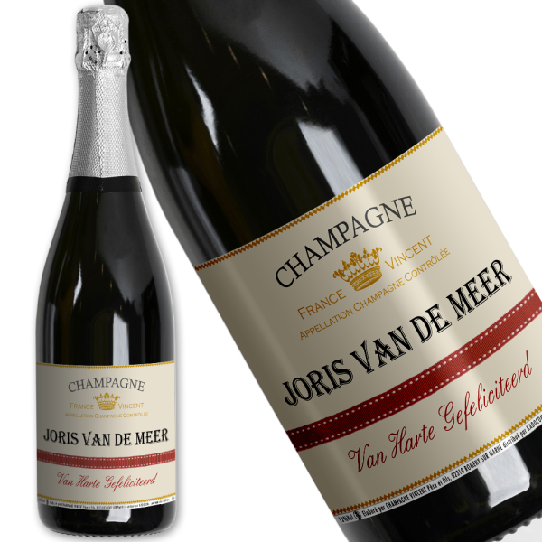 Champagne personaliseren met bedrukt etiket - naam en tekst