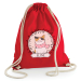 Trekkoord tas 100% katoen - Happy Winter - rood